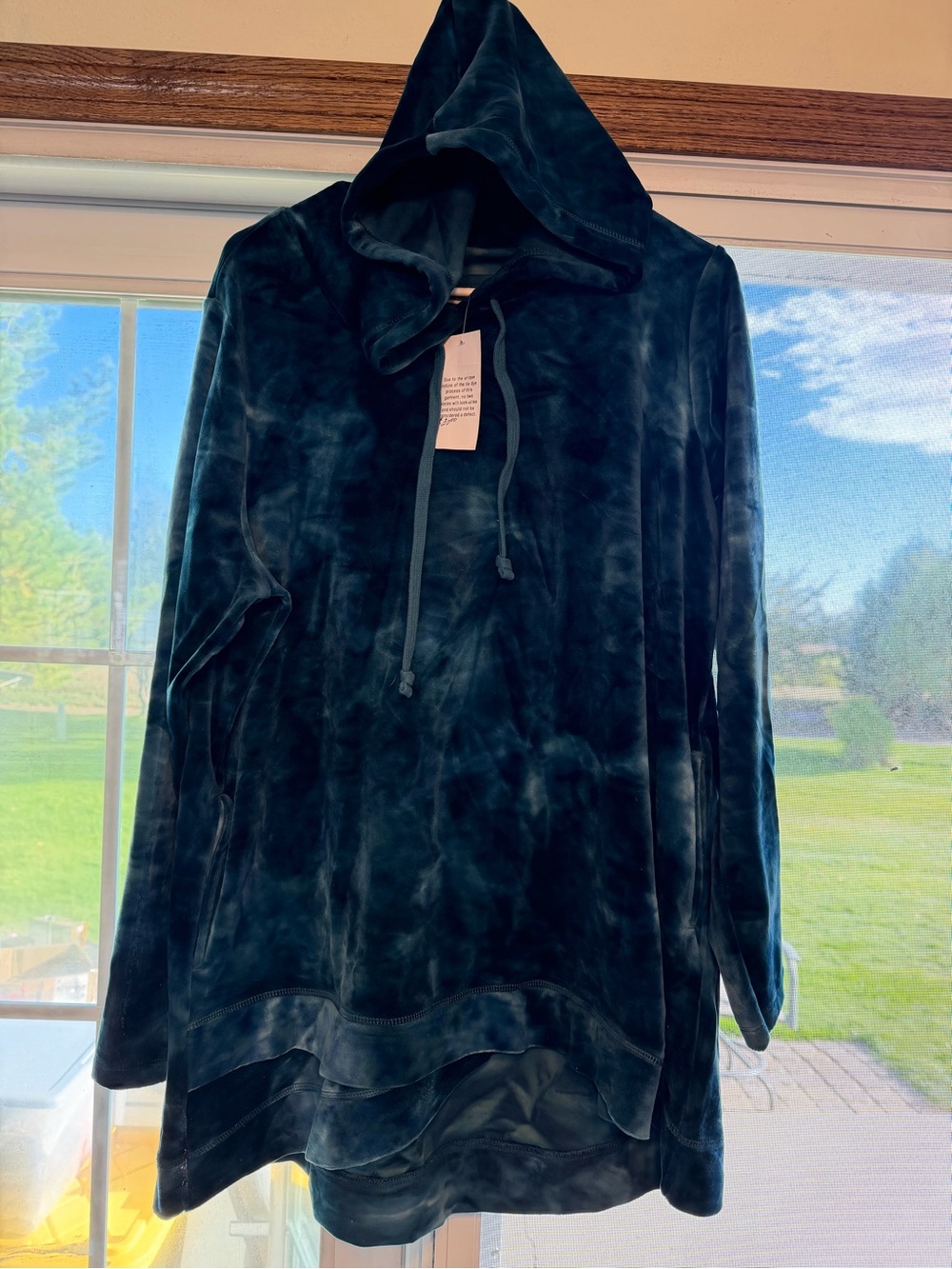 Plush Hooded Pullover Jacket in Deep Teal. B143